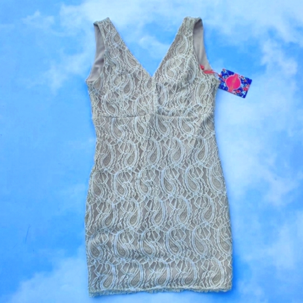 Beige Lace Dress Mini Special Occasion Dress Cocktail Party Dress Event Dress